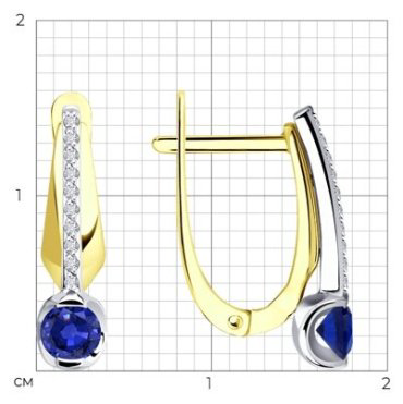 Серьги Diamant 53-220-01504-1 вес 3.01 г золото, сапфир купить,479861