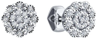 Пусеты Diamant 52-222-02059-1 вес 1.82 г золото, бриллиант купить,NaN