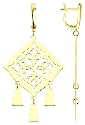 Серьги Diamant 53-121-02107-1 вес 5.55 г золото, без вставок купить,NaN