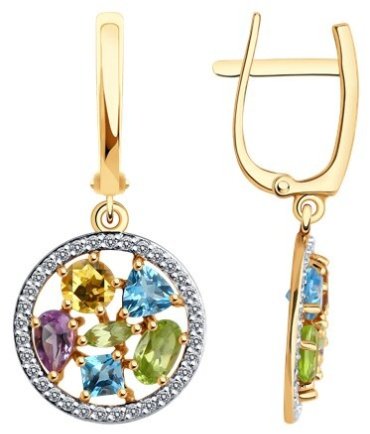 Серьги Diamant 51-321-02388-2 вес 4.1 г золото, аметист купить,439164