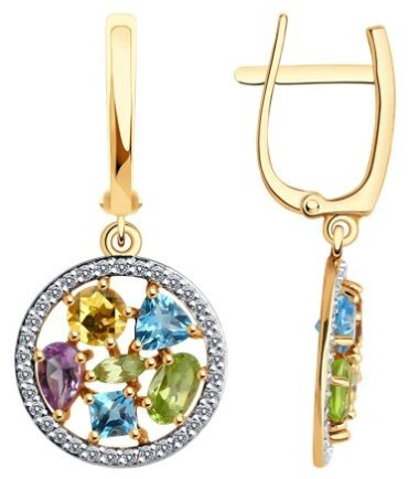 Серьги Diamant 51-321-02388-2 вес 4.1 г золото, аметист купить,439164