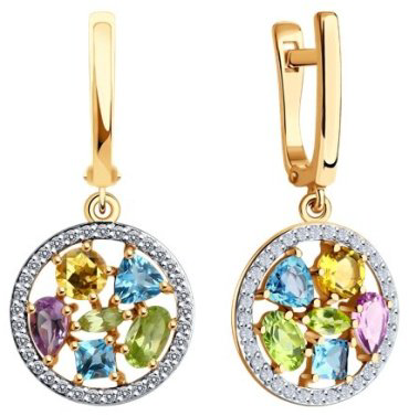 Серьги Diamant 51-321-02388-2 вес 4.1 г золото, аметист купить,439164