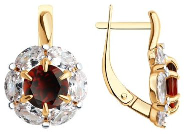 Серьги Diamant 51-320-02100-2 вес 4.86 г золото, гранат купить,342483