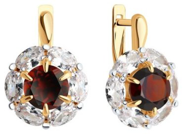 Серьги Diamant 51-320-02100-2 вес 4.86 г золото, гранат купить,342483