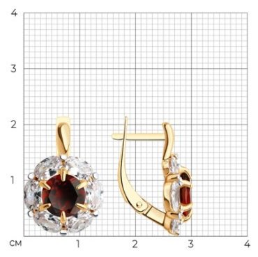 Серьги Diamant 51-320-02100-2 вес 4.86 г золото, гранат купить,342483