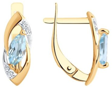 Серьги Diamant 51-320-01018-1 вес 2.27 г золото, топаз купить,247882