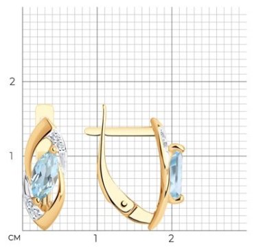 Серьги Diamant 51-320-01018-1 вес 2.27 г золото, топаз купить,247882