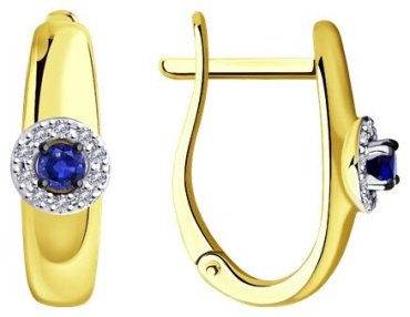 Серьги Diamant 53-220-00826-1 вес 2.35 г золото, сапфир купить,378070