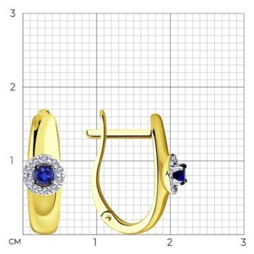 Серьги Diamant 53-220-00826-1 вес 2.35 г золото, сапфир купить,378070