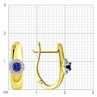 Серьги Diamant 53-220-00826-1 вес 2.35 г золото, сапфир купить,378070