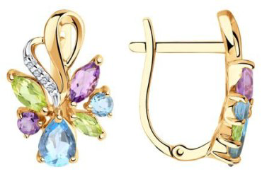 Серьги Diamant 51-320-00350-1 вес 3.94 г золото, хризолит купить,425239