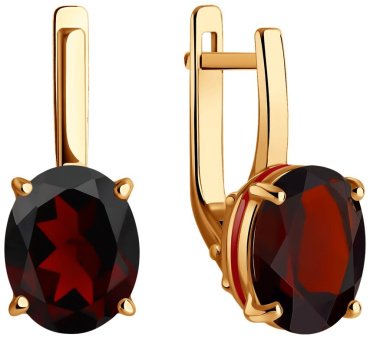 Серьги Diamant 51-320-02463-2 вес 4.77 золото, гранат купить,457843