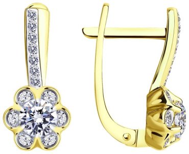 Серьги SOKOLOV 029229-2 вес 3.35 г золото, фианит купить,353792