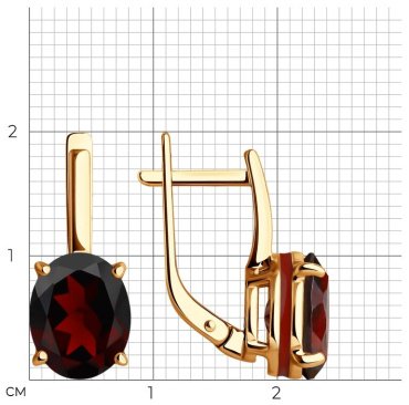 Серьги Diamant 51-320-02463-2 вес 4.77 золото, гранат купить,457843