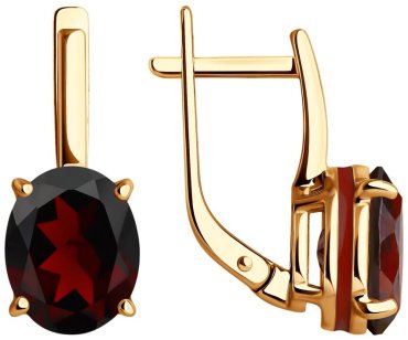 Серьги Diamant 51-320-02463-2 вес 4.77 золото, гранат купить,457843