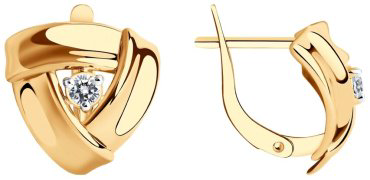 Серьги Diamant 51-120-01255-1 вес 3.23 золото, фианит купить,317792