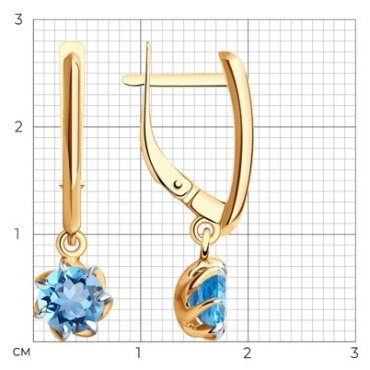 Серьги Diamant 51-321-01774-1 вес 3.18 г золото, топаз купить,256561
