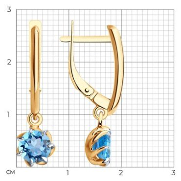 Серьги Diamant 51-321-01774-1 вес 3.18 г золото, топаз купить,256561