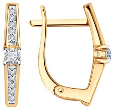 Серьги Diamant 51-220-01760-1 вес 2.54 г золото, бриллиант купить,569613