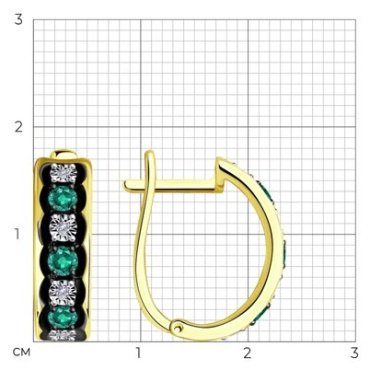 Серьги Diamant 53-220-01787-1 вес 4.09 г золото, бриллиант, изумруд купить,771728
