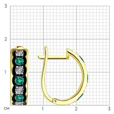 Серьги Diamant 53-220-01787-1 вес 4.09 г золото, бриллиант, изумруд купить,771728