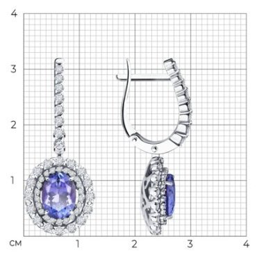 Серьги SOKOLOV 6024301-3 вес 6.84 г золото, бриллиант, танзанит купить,2138776