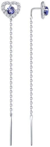 Серьги-цепочки SOKOLOV 6024406-3 вес 1.6 г золото, танзанит купить,331975