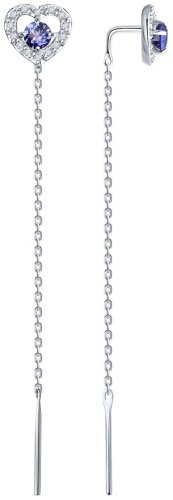 Серьги-цепочки SOKOLOV 6024406-3 вес 1.6 г золото, танзанит купить,331975