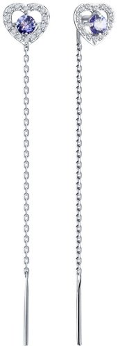 Серьги-цепочки SOKOLOV 6024406-3 вес 1.6 г золото, танзанит купить,331975