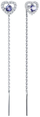 Серьги-цепочки SOKOLOV 6024406-3 вес 1.6 г золото, танзанит купить,331975
