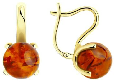 Серьги Diamant 53-320-00767-1 вес 4.27 г золото, янтарь купить,318660