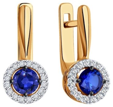 Серьги Diamant 51-220-01772-1 вес 2.71 г золото, бриллиант, сапфир купить,557786