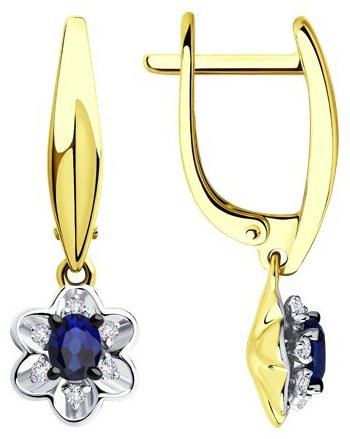 Серьги Diamant 53-221-00558-1 вес 3.255 г золото, сапфир купить,514016