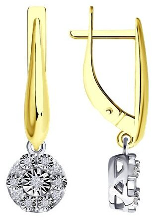 Серьги Diamant 53-221-01315-1 вес 3.07 г золото, бриллиант купить,686282