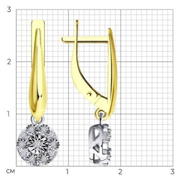 Серьги Diamant 53-221-01315-1 вес 3.07 г золото, бриллиант купить,686282