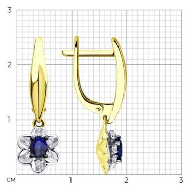 Серьги Diamant 53-221-00558-1 вес 3.255 г золото, сапфир купить,514016
