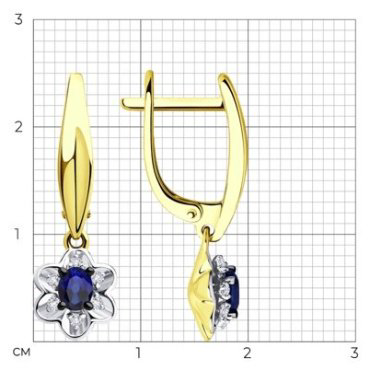Серьги Diamant 53-221-00558-1 вес 3.255 г золото, сапфир купить,514016
