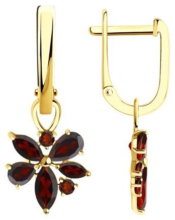 Серьги Diamant 53-321-01341-1 вес 3.002 г золото, гранат купить,NaN