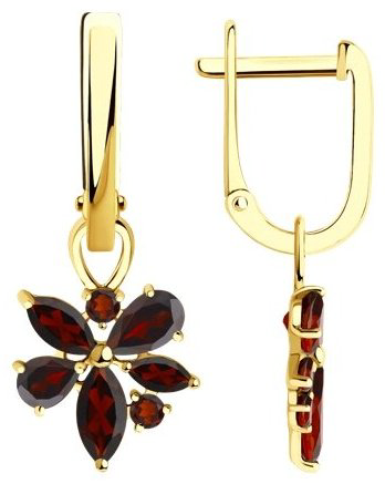 Серьги Diamant 53-321-01341-1 вес 3.002 г золото, гранат купить,NaN