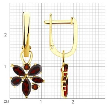 Серьги Diamant 53-321-01341-1 вес 3.002 г золото, гранат купить,NaN