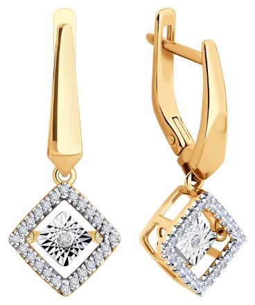 Серьги Diamant 51-221-02620-1 вес 4.33 г золото, бриллиант купить,1022580