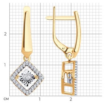 Серьги Diamant 51-221-02620-1 вес 4.33 г золото, бриллиант купить,1022580