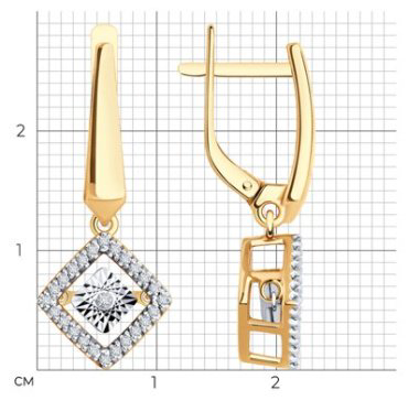 Серьги Diamant 51-221-02620-1 вес 4.33 г золото, бриллиант купить,1022580