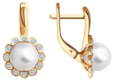 Серьги Diamant 51-220-02036-1 вес 4.02 г золото, жемчуг купить,419479
