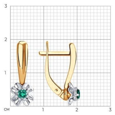 Серьги SOKOLOV 3020568 вес 2.74 г золото, бриллиант, изумруд купить,355673