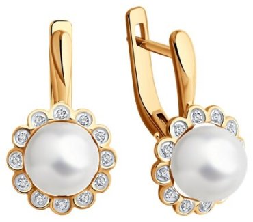 Серьги Diamant 51-220-02036-1 вес 4.02 г золото, жемчуг купить,419479