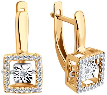 Серьги Diamant 51-220-02623-1 вес 3.87 г золото, бриллиант купить,927421