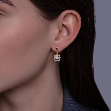 Серьги Diamant 51-220-02623-1 вес 3.87 г золото, бриллиант купить,927421