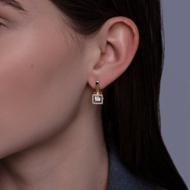 Серьги Diamant 51-220-02623-1 вес 3.87 г золото, бриллиант купить,927421