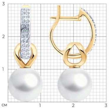 Серьги SOKOLOV 792239 вес 7.67 г золото, жемчуг, фианит Swarovski купить,610470